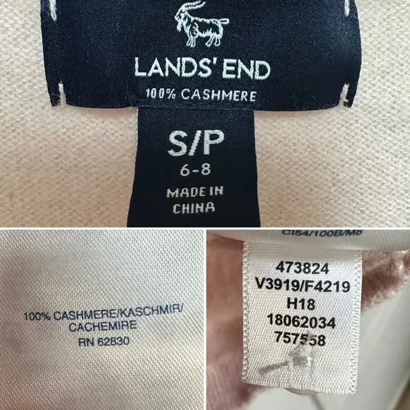 Lands' End 100% Cashmere Cardigan Button Up Sweater Pastel Pink - Size Small - Picture 6 of 6